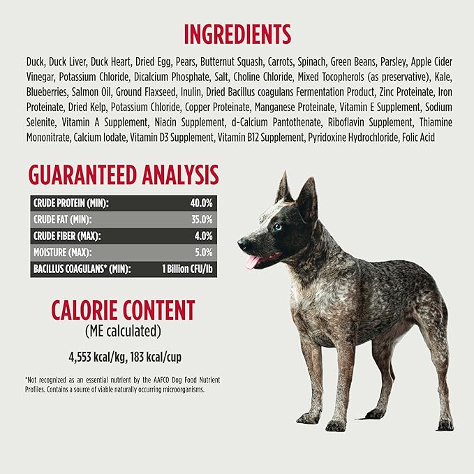 Nulo Freeze-Dried Raw Duck Recipe with Pears Complete and Balanced Dry Dog Food Kibble, 8 Ounce Bag