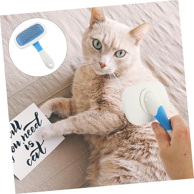 Kisangel 1Pc Pet Massage Comb for Cats Detangling Tool with Protective Tips for Grooming Removing Dead Hair Safe Design for Daily Use Bath Random