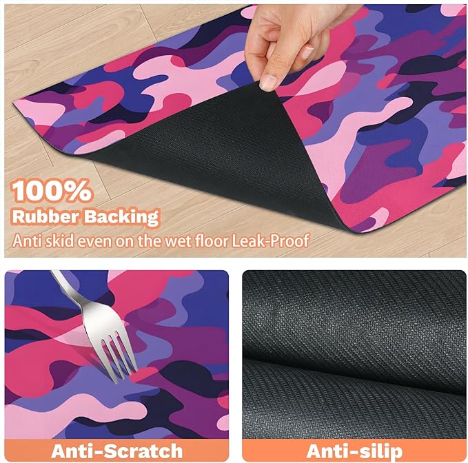 Camouflage Dog Food Mat for Floors Absorbent Dog Bowl Mat for Food and Water Dispenser Quick Dry Cat Food Placemat Pet Supplies 24" x 32", Camo