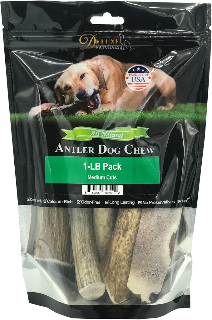 1-LB Medium Mixed Whole & Split Elk Antler Dog Chews (5.5-8+ in) – Long Lasting Natural Treats for Small to Medium Dogs Under 40 lbs – Durable Bones for Teeth Cleaning