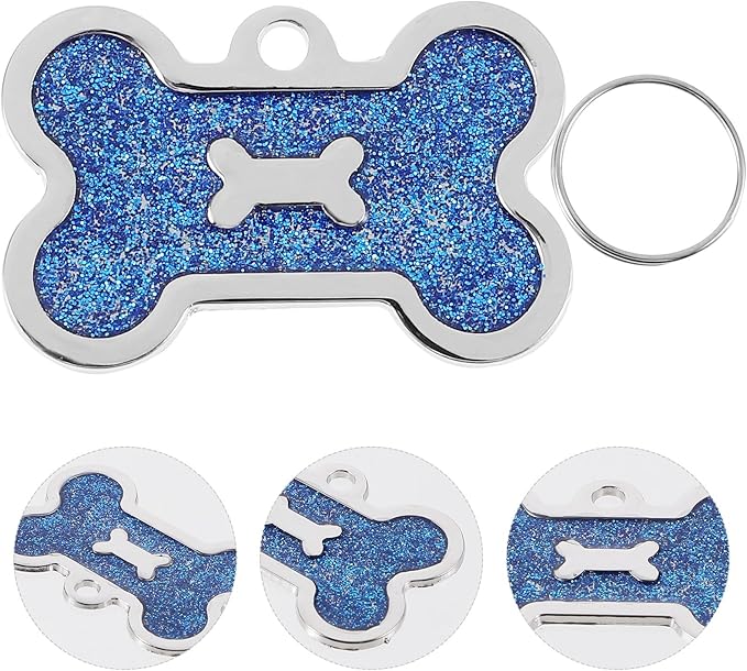8pcs Dog Bone Pet Id Tags Zinc Alloy Anti-Lost Name Tags Blue 40x25mm for Dog Collar Accessories Puppy Cat Supplies