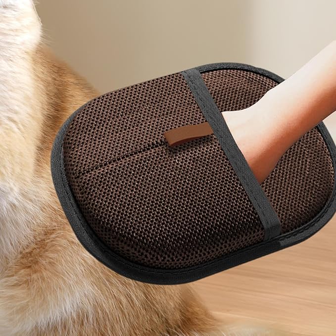 Pet Hair Removal Glove for Cats Dogs Grooming Glove Portable Electrostatic Pet Hair Remover Mitt for Sofa Long Short Hairs- Deep Brown