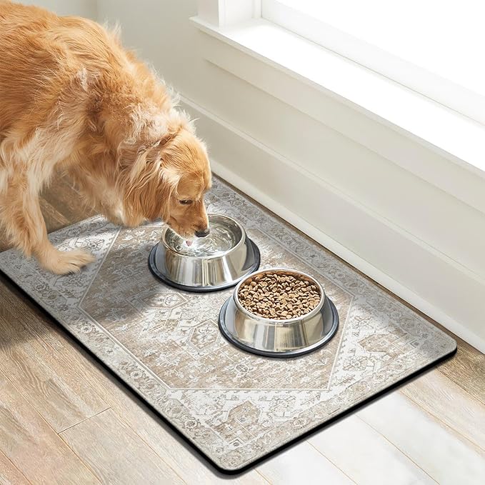 Dog Food Mats for Floors, Absorbent Dog Bowl Mat for Food and Water Dispenser Mat, Quick Dry Cat Food Mat Pet Supplies