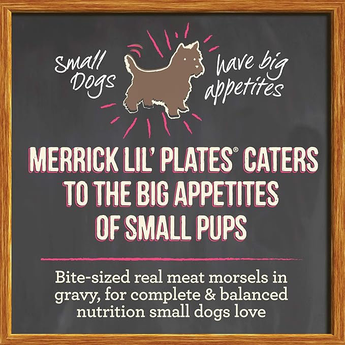 Merrick Lil’ Plates Grain Free And Gluten Free Natural Wet Dog Food For Small Dogs, Soft Little Lamb Chop Stew - (Pack of 12) 3.5 oz. Tubs