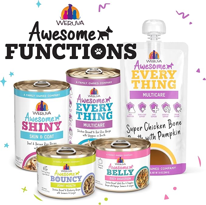 Weruva Awesome Everything Dog Food Mixer, Super Chicken Bone Broth, 7oz Pouch, Pack of 6