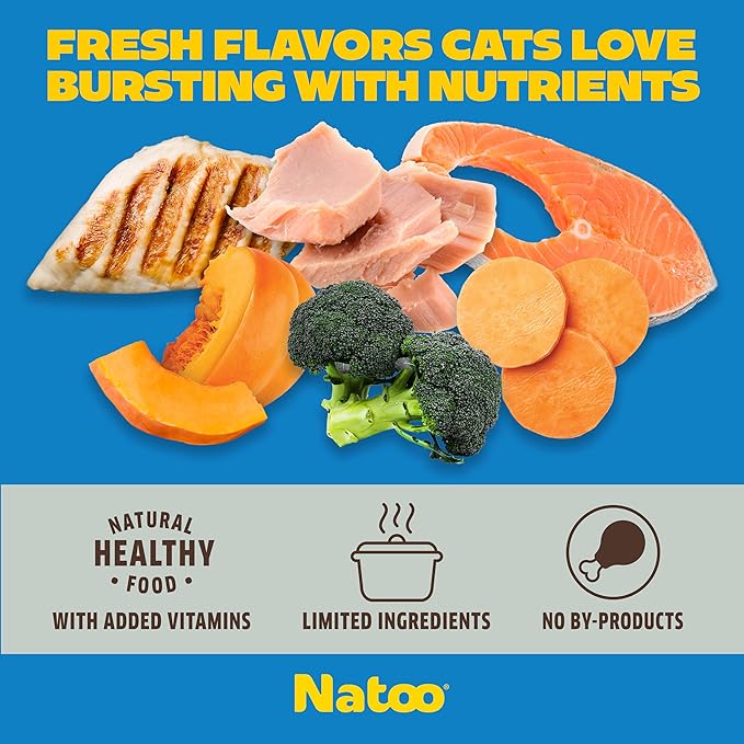 NATOO Cat Food Topper & Soft Treat Variety, Healthy High Protein Gravy Mix-Ins, Limited Ingredient Recipe, for Adults and Kittens, 2.4 oz Pouches, 12 Pack (4 Flavors)