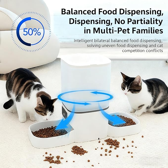 Evenwow 5G WiFi Automatic Feeder, Large Capacity 6L Timed Dry Food Dispenser for Cats and Dogs, APP Control & Anti-Clog Design for Multiple Pets