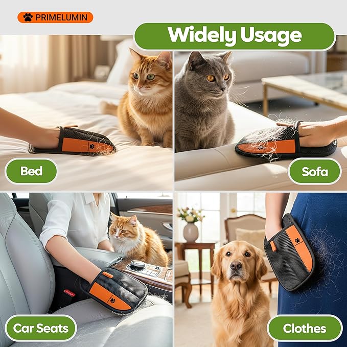 Pet Hair Remover Glove for Couch & Furniture – Reusable Electrostatic Dog & Cat Fur Remover for Sofa, Upholstery, Carpet & Car Seats – Washable Pet Hair Cleaning Tool for Pet Owners
