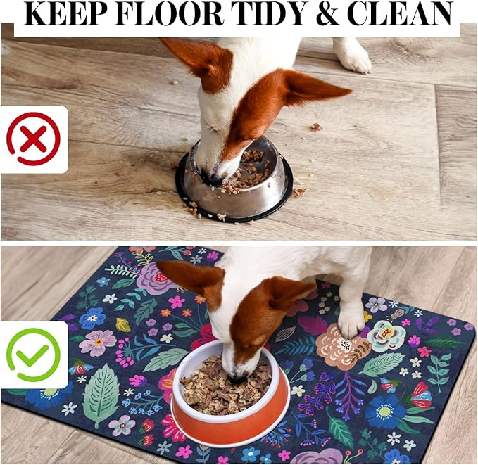 Dog Food Mats for Floors, Absorbent Dog Bowl Mat for Food and Water Dispenser, Quick Dry Cat Food Mat Pet Supplies