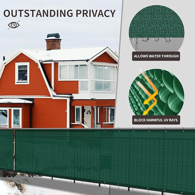 LOVE STORY Custom Size 3'x35' Dark Green Balcony Privacy Screen,UV Block Privacy Fence Screen,90% Shield for Outdoor Pool Garden Apartment Railing