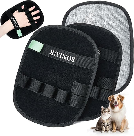 2PCS Pet Hair Removal Glove for Dogs&Cats,Upgraded 5-Finger Electrostatic Pet Hair Remover,Reusable Magic Brush Hair Remover Glove for Laundry,Carpets,Sofa Gaps and Car Seats(Black)
