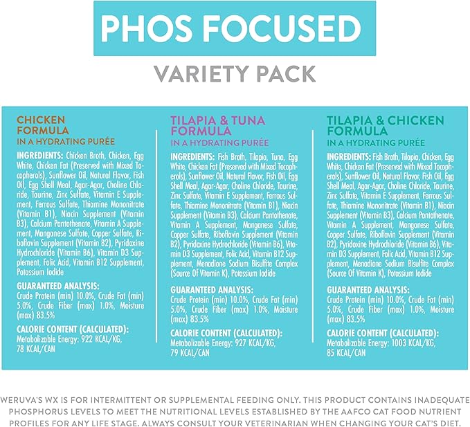 Weruva Wx Phos Focused Variety Pack – Canned Cat Food, 3 oz Cans (20 Count)