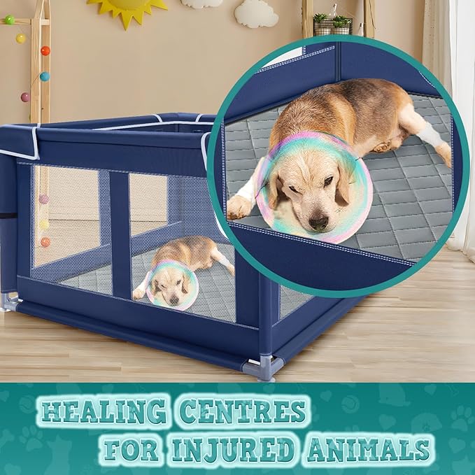42x42 Inches Puppy Playpen with Dog Pads, Dog Playpen for Puppies or Small Dogs, Pet Playpen for Indoor & Outdoor, Sturdy Safety DogPen with Thickened Fabric, High-Strength Nylon Wire Mesh