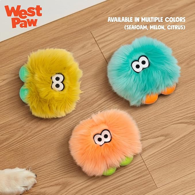 WEST PAW Rowdies Rolf Durable Plush Dog Toy with HardyTex Reinforced Seams Engaging Squeaker with Soft Cuddly Exterior Hand Sewn and Finished in Bozeman Montana for Dogs - Citrus