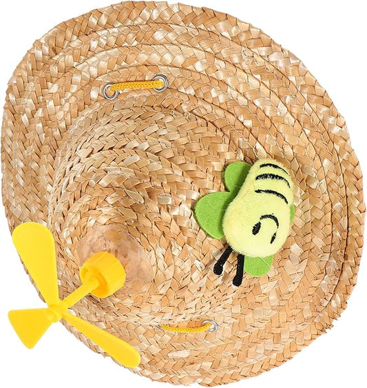 Beavorty Pet Straw Hat Insect Pattern Woven Knitted Cap Large Size Photo Props for Dogs Funny Decorative Pet Supplies for Outdoor and Home Use