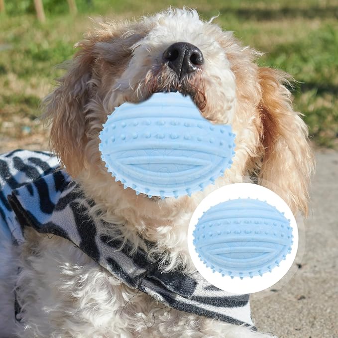 Amosfun Small Dog Squeaky Rubber Ball Chew Interactive Blue Ball for Puppies Pet Supplies