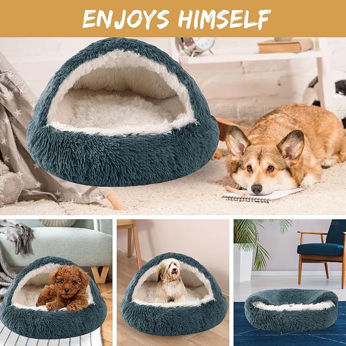 Dog Beds for Small Dogs, Cat Bed Cave, Washable Cute Cat Bed, Cozy Nook Pet Bed for Dogs or Cats, Anti-Slip Puppy Bed Fits up to 12 lbs Pets(Dark Grey, 20" x 20")