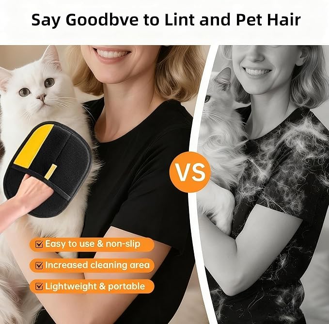 2PCS Electrostatic Pet Hair Removal Gloves for Dogs & Cats