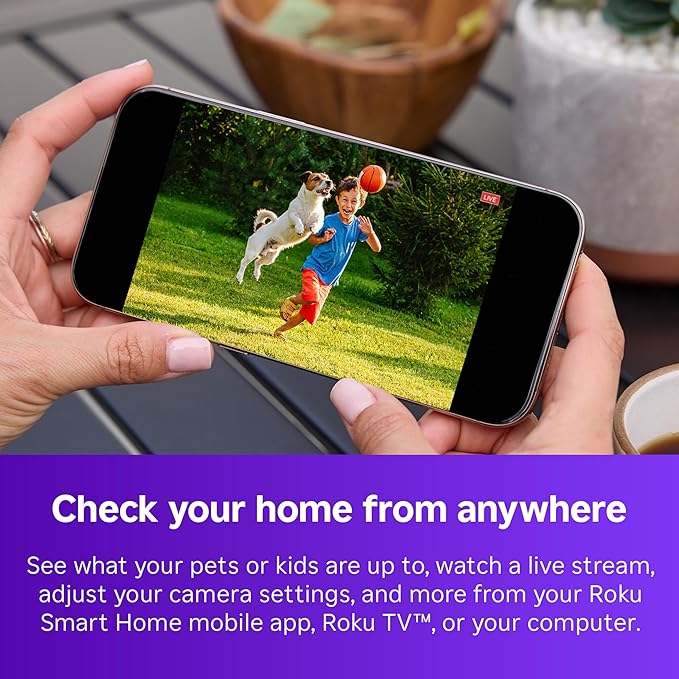 Roku Battery Camera for Home Security - New 2025 Weather-Resistant Indoor & Outdoor Wireless Camera & Pet Monitor with 1080p HD & Two-Way Audio - Rechargeable, Motion Detection & Wi-Fi (Pack of 4)