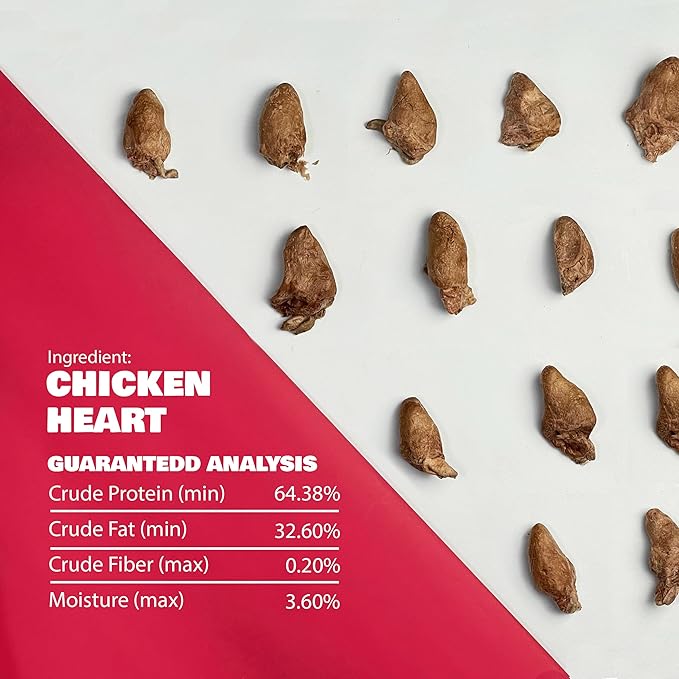 Benji & Louie Freeze Dried Chicken Heart - Natural Healthy Dog and Cat Treats, Single Ingredient, 2 oz