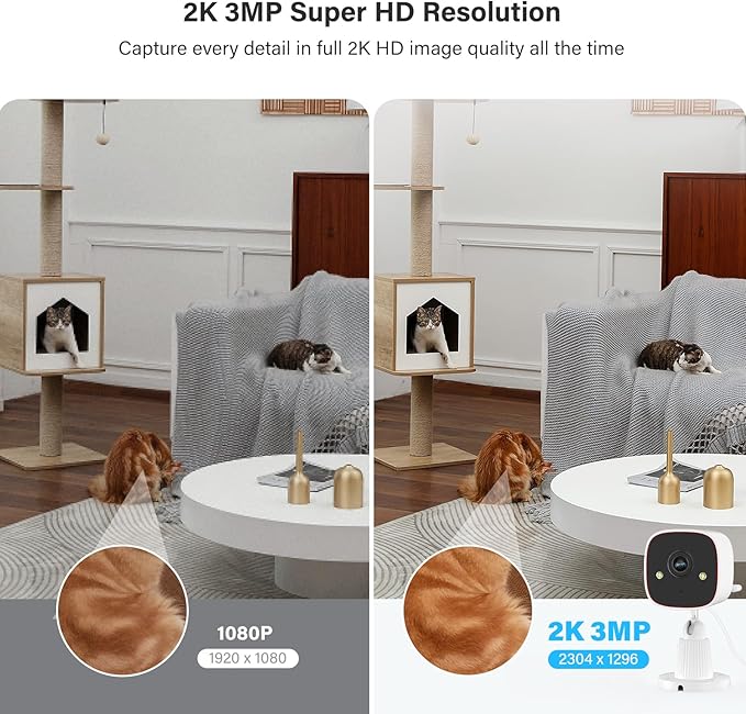 Jennov 2K Security Cameras, WiFi Indoor Cameras for Home Security, Plug in Powered Pet Cams, Dual-Band (5GHz/2.4GHz), Color Night Vision, 2-Way Audio, Human Motion Detection, IP66 Waterproof Outdoor