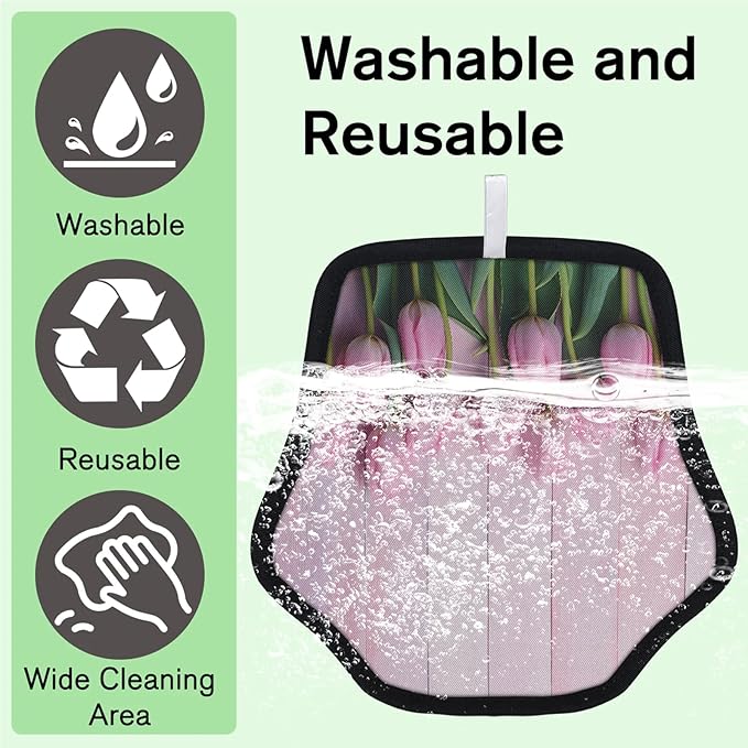 Reusable Pet Hair Removal Glove Spring Tulip Magic Brush for Cat & Dog Hair Remover for Car, Sofa, Bedding, Clothes - 9x9 Mitt Washable