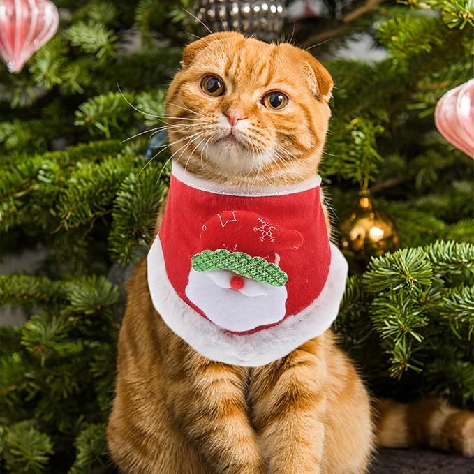 IMIKEYA Christmas Pet Scarf for Dogs and Cats, Knitted Red Bandana Collar, Small Size, Washable Holiday Dog Neckerchief for Puppy Party Costume and Pet Supplies