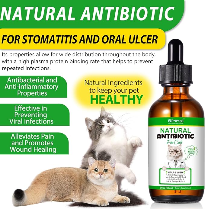 Antibiotics for Cats - Natural Cat Antibiotic Liquid Drops, Supports Immune & Allergy Relief, Cat Multivitamin UTI Drops Helps Immune System, Chicken Flavour, 2 Fl Oz