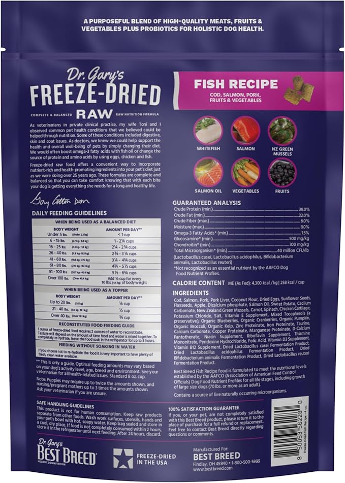 Dr. Gary's Best Breed Freeze-Dried Raw Food, Topper and Treat: Fish Recipe - 4 oz.