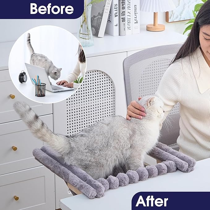 Cat Desk Hammock | Cat Desk Bed & Perch – Hanging Cats Hammock, Original Pest Bed for Large Cats, Secure No-Drill Attachment, Sturdy Holds Up to 40 lbs, Space-Saving Furniture