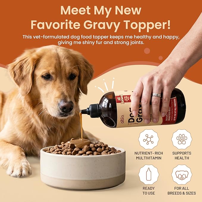 Everyday Dog Gravy - Premium Wet Dog Food Gravy Toppers for Dry Food – Tasty & Nutritious with Essential Vitamins and Supplements – Hip and Joint Supplement (Bacon)