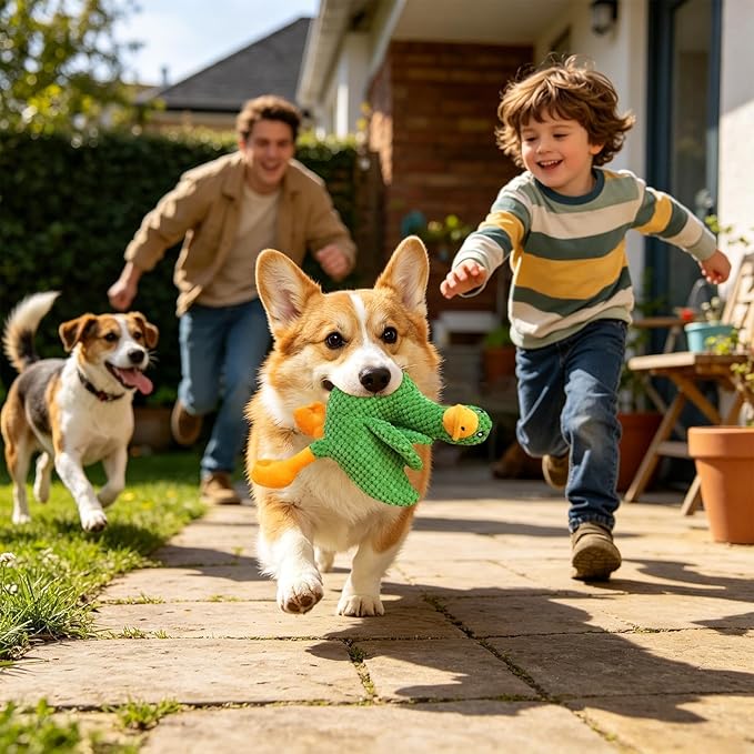 Squeaky Duck Dog Toy - Tough Bite Resistant Plush Animal for Dogs, Interactive Sound Chew Training Tool, Safe Play Companion | Suitable Indoor Home Use, Outdoor Yard Play, Park Activities, Travel Fun