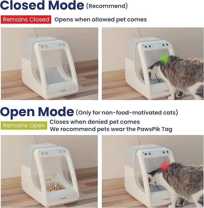 PawsPik Automatic Microchip RFID Cat Feeder,16-Cup, ISO Microchip & PawsPik RFID Tag Compatible, App Control, Portion Control