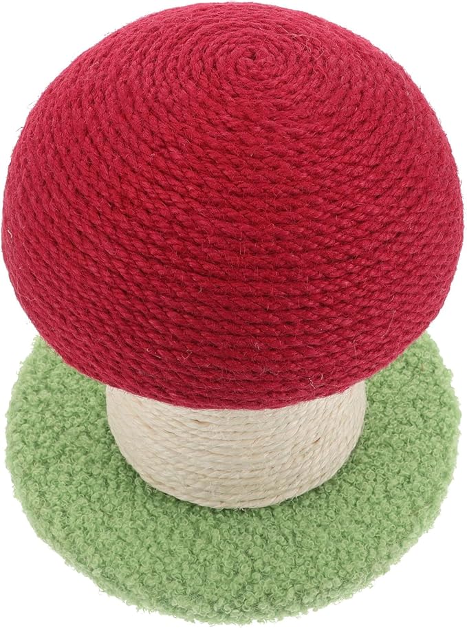 UPKOCH Cat Scratching Post Red Mushroom Small Sisal Vertical Scratcher with Base Sturdy Kitten Claw Board Interactive Indoor Cat for Daily Use