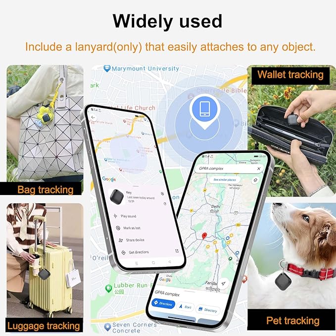 Bluetooth Tracker for Android, Item Finder Tag Works with Google Find My Device(Find Hub) App Key Finder/Luggage Tracker/Item Locator for Wallet,Backpack,Luggage-Black