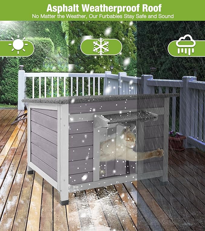 GUTINNEEN Heated Cat House for Outside, Outdoor Cat House Insulated with Heating Blanket, Bite-Resistant Wire, Weatherproof Feral Cat Shelter for Winter