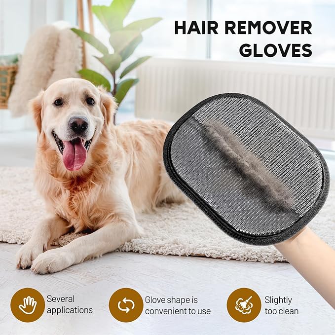 Pet Hair Remover Gloves, 2025 Upgrade Reusable Electrostatic Glove for Cat & Dog Hair Remover Mitt for Couch Furniture Carpet Car Seat Pet Grooming Gloves (2)