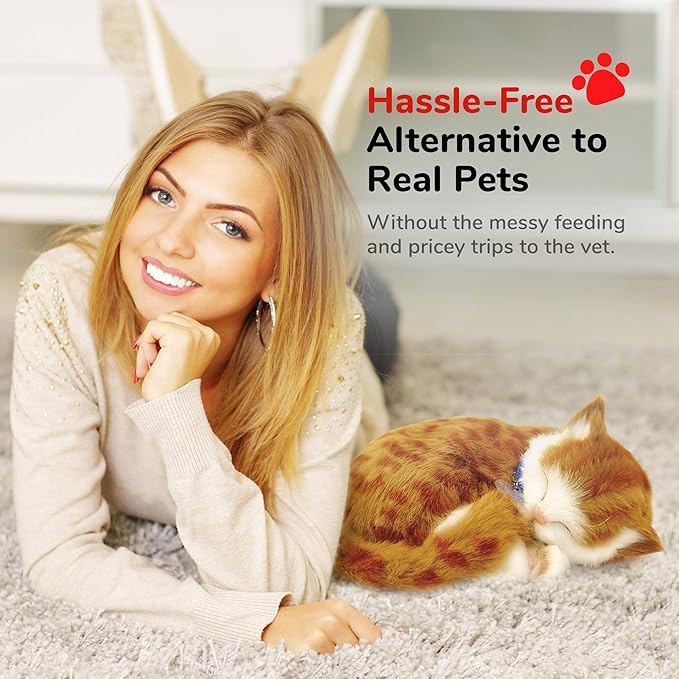 Original Petzzz Orange Tabby Cat, Realistic Lifelike Stuffed Interactive Pet Toy, Companion Pet with 100% Handcrafted Synthetic Fur