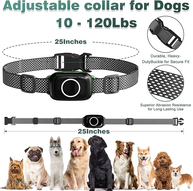 4-in-1 Wireless Dog Fence System Electric Dog Fence with Training Collar & Anti-Bark Collar, Real-Time Pet Status Display, Portable Waterproof Outdoor Pet Containment System