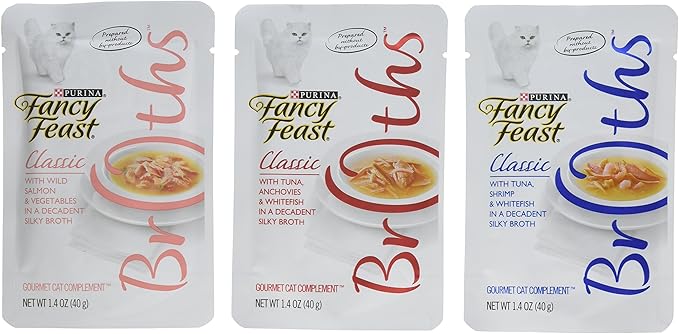 Purina Fancy Feast Broths Classic V-Pack Food, (3X12ct) 36 Count
