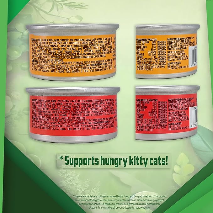 Healthy Surplus Chunks in Gravy Variety 18 Cans Wet Cat Food | Salmon & Chicken Recipes | Each Can Net Wt 3 OZ (85 G) Silicon Can Lid Bundle