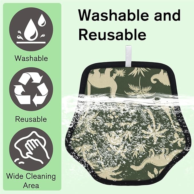 Palm Tree Dinosaur Electrostatic Pet Hair Removal Glove for Cats & Dogs - Reusable Grooming Mitt for Couch, Carpet, Car Seat & Laundry - Large 9x9 Inch