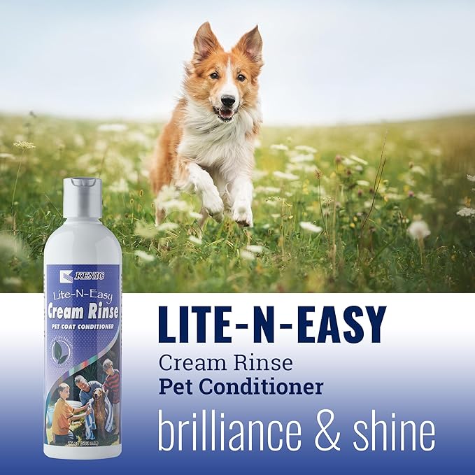 Kenic Lite-N-Easy Detangling Pet Cream Rinse – Anti-Tangle & Mats Conditioning for Dogs, Cats, Rabbits & Ferrets, Made in USA