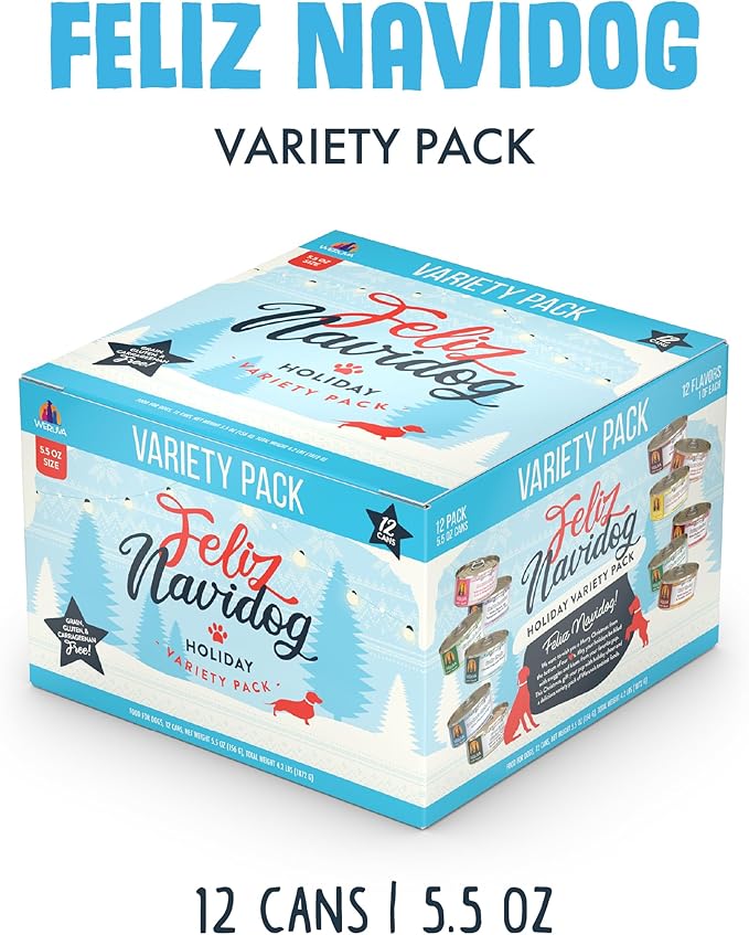 Weruva Classic Dog Food, Feliz Navidog Variety Pack, 5.5oz Can (Pack of 12)