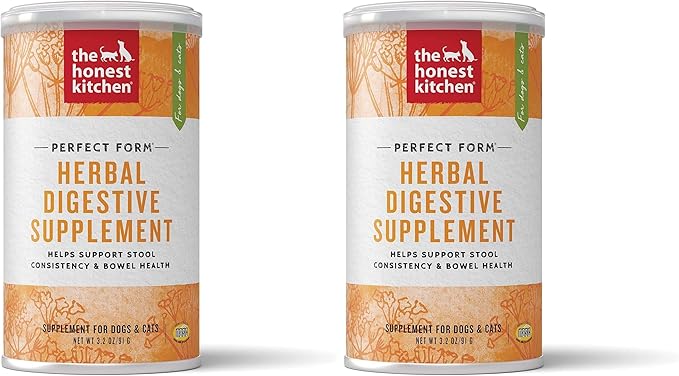 The Honest Kitchen Human Grade Perfect Form Herbal Digestive Supplement for Dogs & Cats, 3.2 Ounces, (Pack of 2)