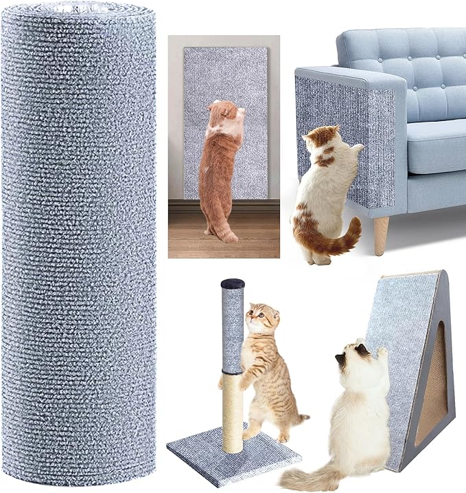 120"x15.8" cat Scratch Furniture Protector Keep Couch Sofa Protection Anti Claws Corner Wall Scratcher Post sisal Scratching mat Carpet pad Cover Fabric Tree Guards remnants (Light Grey)