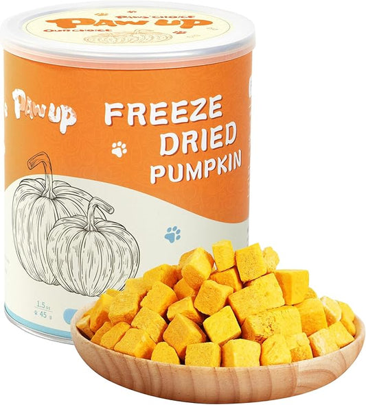 PAWUP Freeze-Dried Pumpkin Treats for Dogs & Cats – High Fiber, Single Ingredient Natural Snacks for Digestion & Gut Health, Healthy Food Toppers, 1.58 oz