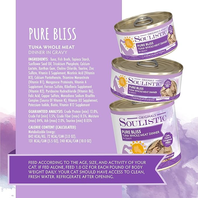 Soulistic Originals, Pure Bliss Tuna Whole Meat Dinner in Gravy, 10oz Can, Pack of 8
