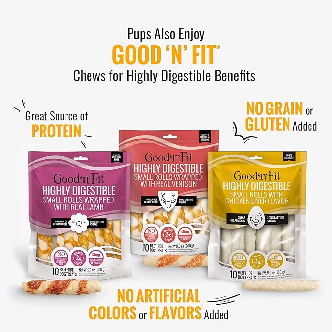 Good 'n' Tasty Triple Flavor Puree Mix-Ins Dog Food Topper Treats for All Dogs, 7 Count, Easy Single-Serve Portions, Added Protein with Chicken, Salmon and Duck