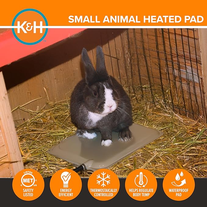 K&H Pet Products Small Animal Outdoor Heated Pad, Waterproof, Chew Resistant, Safety Listed, Indoor Outdoor Heater Warming Pad for Cat Houses, Rabbit Hutches, or Chick Brooders - 12 X 9in Tan 20W